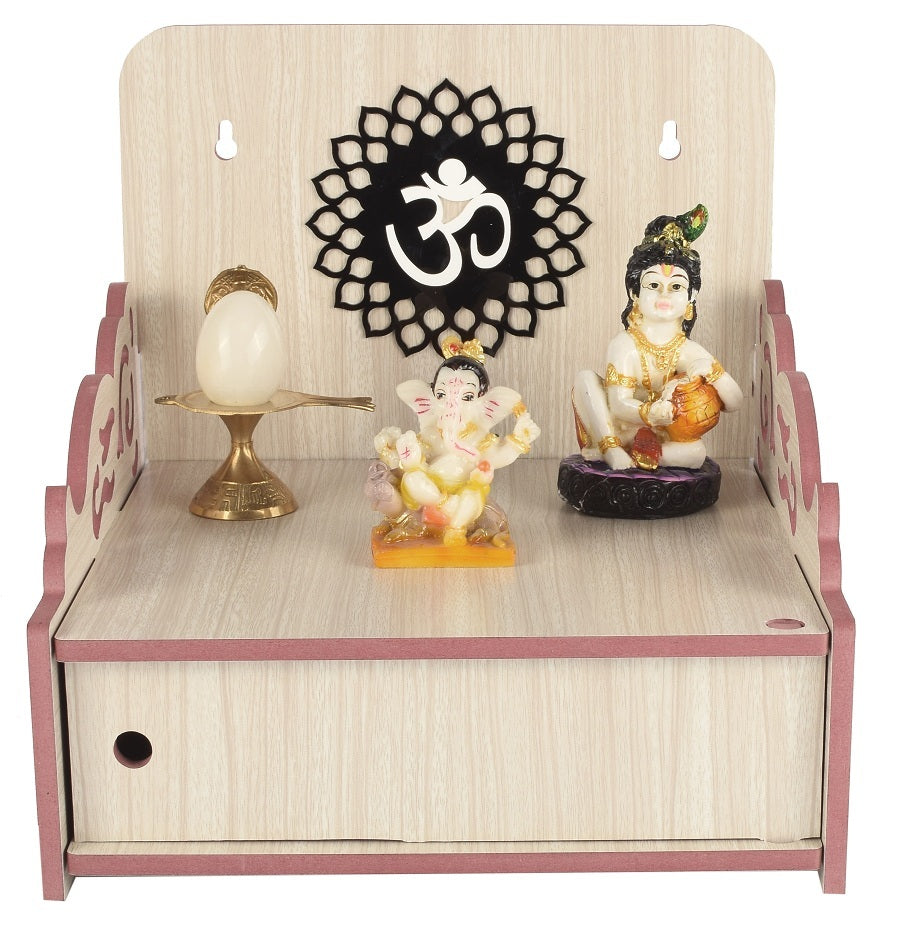 Decor Beautiful Wooden Temple with Acrylic Om Design