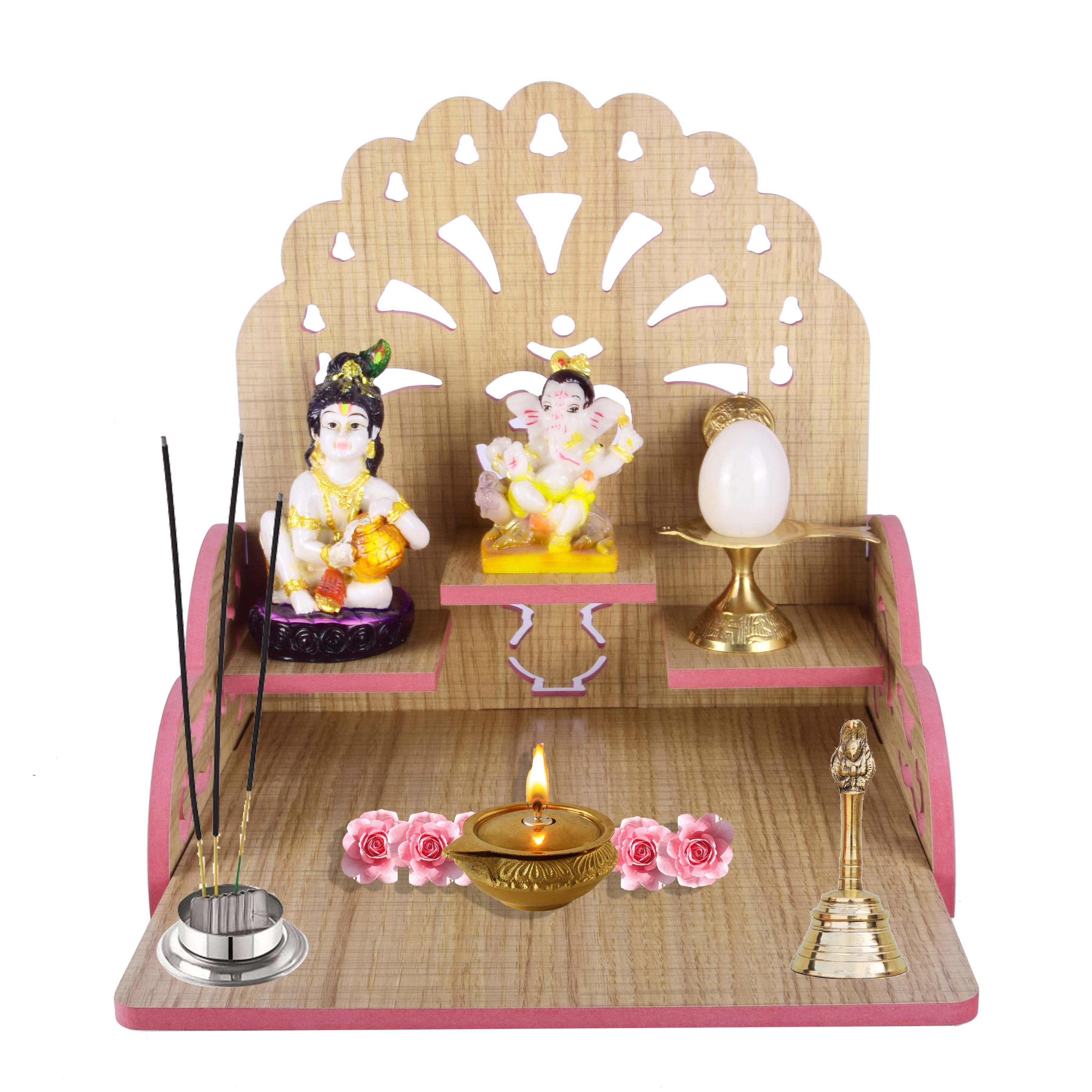 Wooden Temple Beautiful Plywood Pooja mandir Room Home Decor Office OR Home Temple(Red, Small) (Pack of 1)