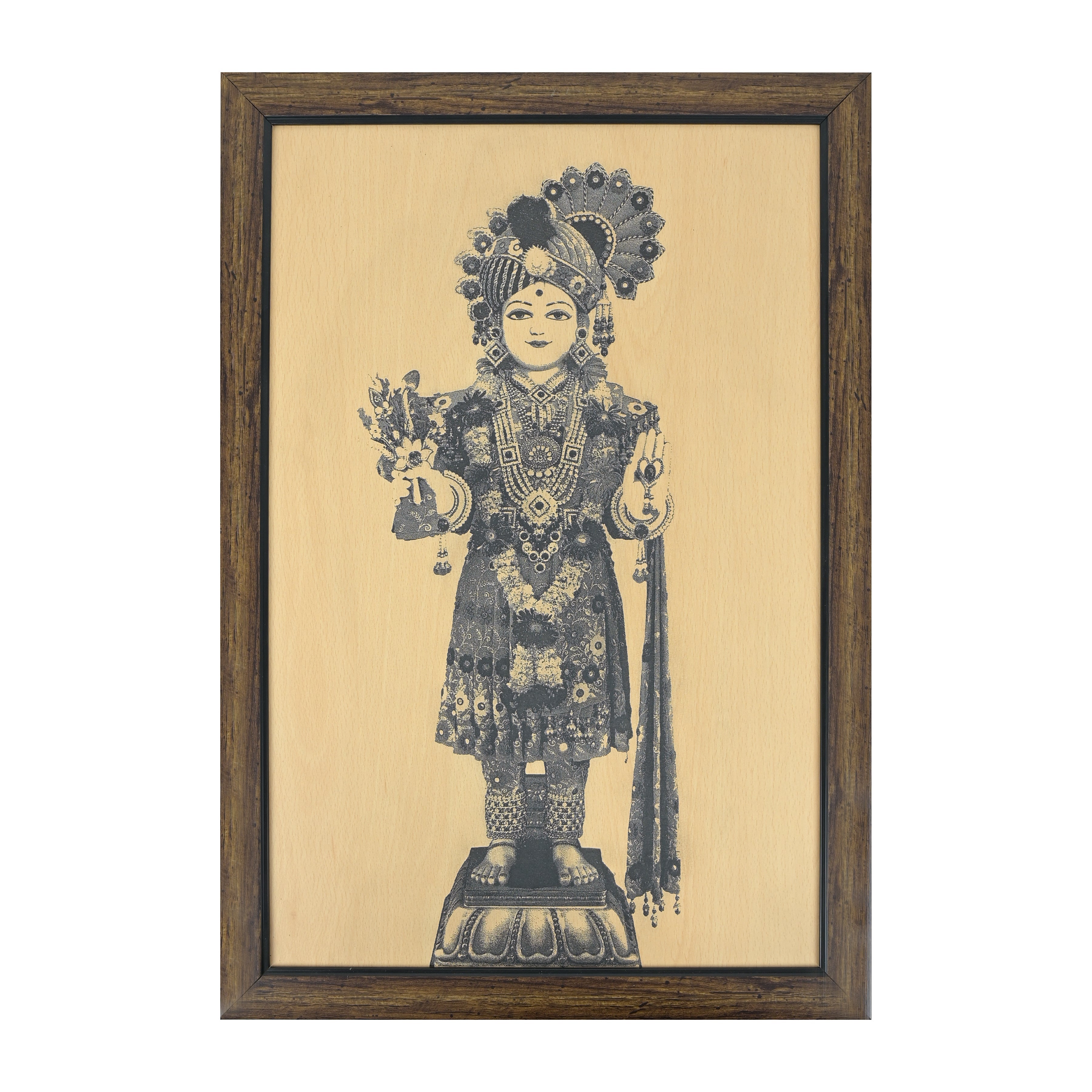 Wooden Engraving Photo Frame Ghanshyam Maharaj ( Customized Photo Frame ) 51cm x 35 cm