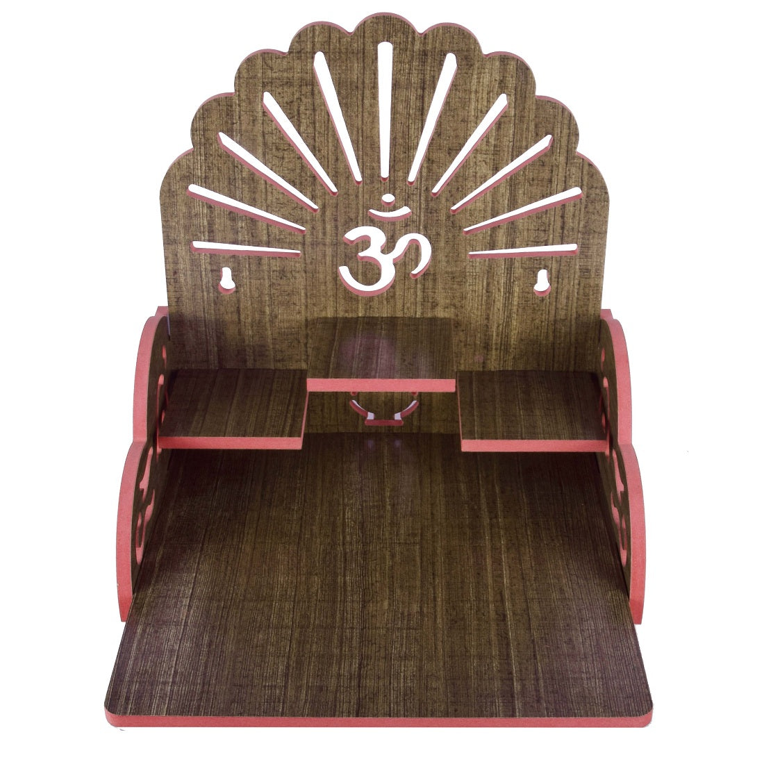 Wooden Temple Beautiful Plywood Pooja mandir Room Home Decor Office OR Home Temple(Red, Small) (Pack of 1)