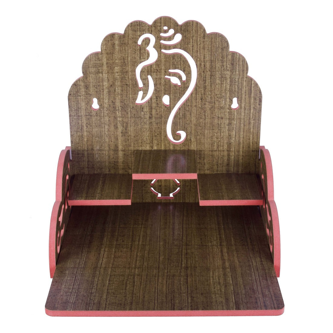 Wooden Temple Beautiful Plywood Pooja mandir Room Home Decor Office OR Home Temple(Red, Small) (Pack of 1)