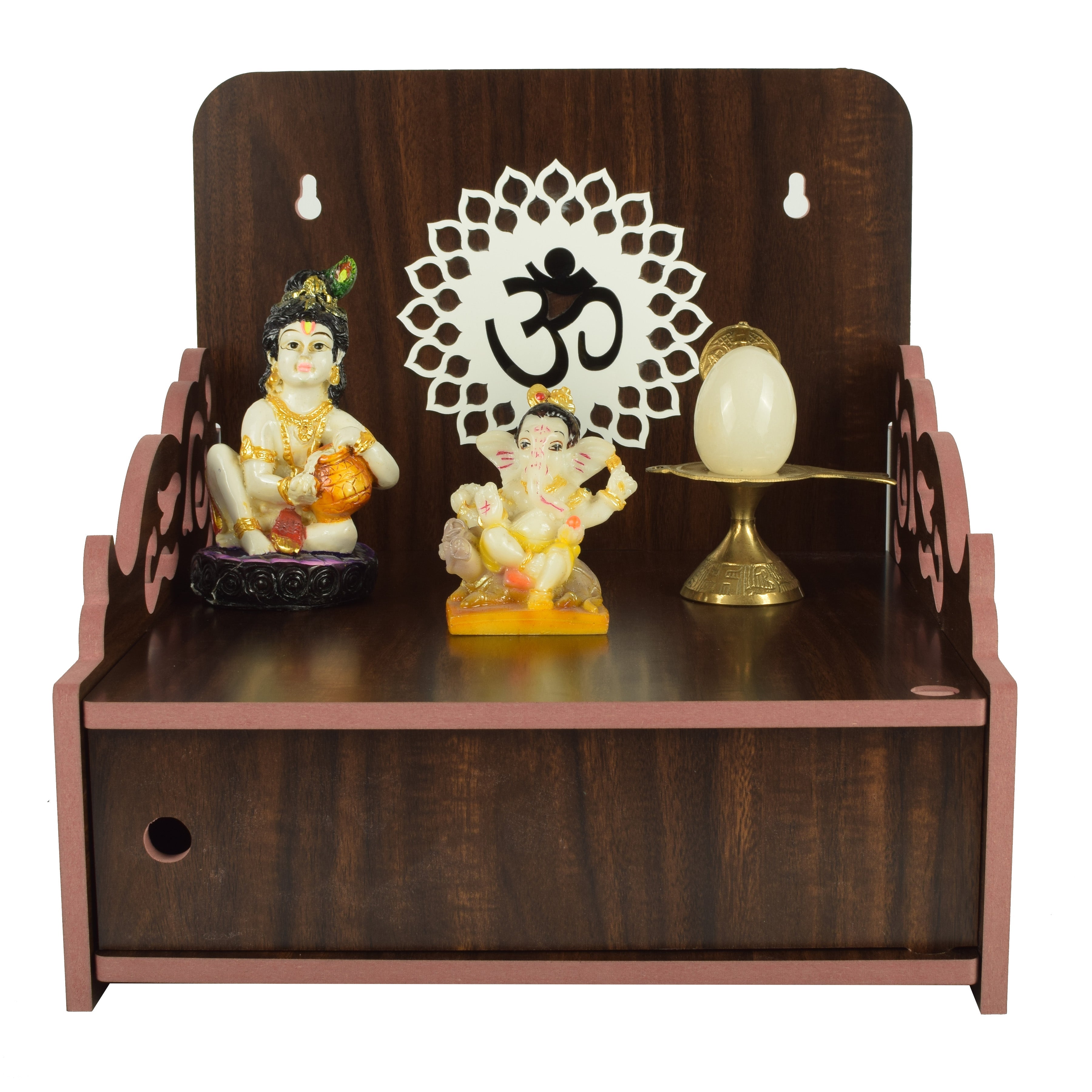 Decor Beautiful Wooden Temple with Acrylic Om Design