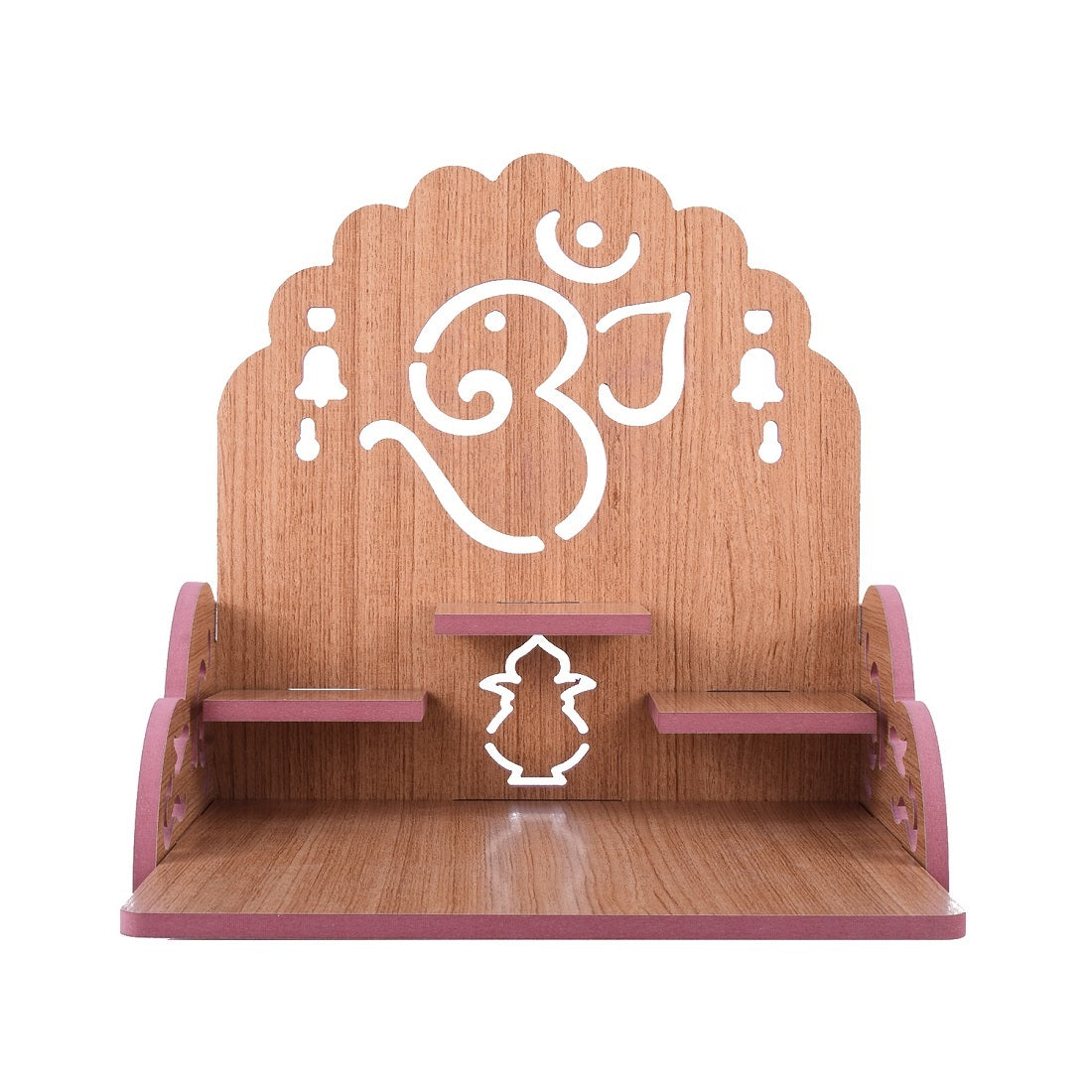 Wooden Small Temple For Pooja Room (28cm x 28cm x 26cm)