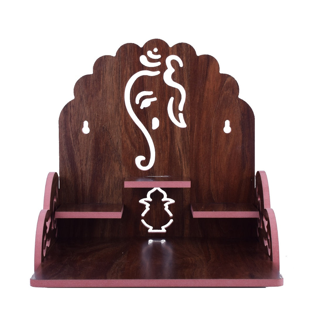 Wooden Small Temple For Pooja Room (28cm x 28cm x 26cm)