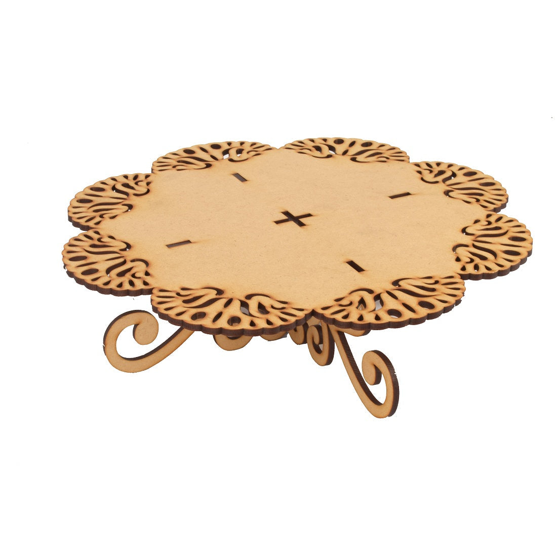 Round PlyWood Cake and Dessert Pedestal Display Stand for Dining Table Wooden Cake Server