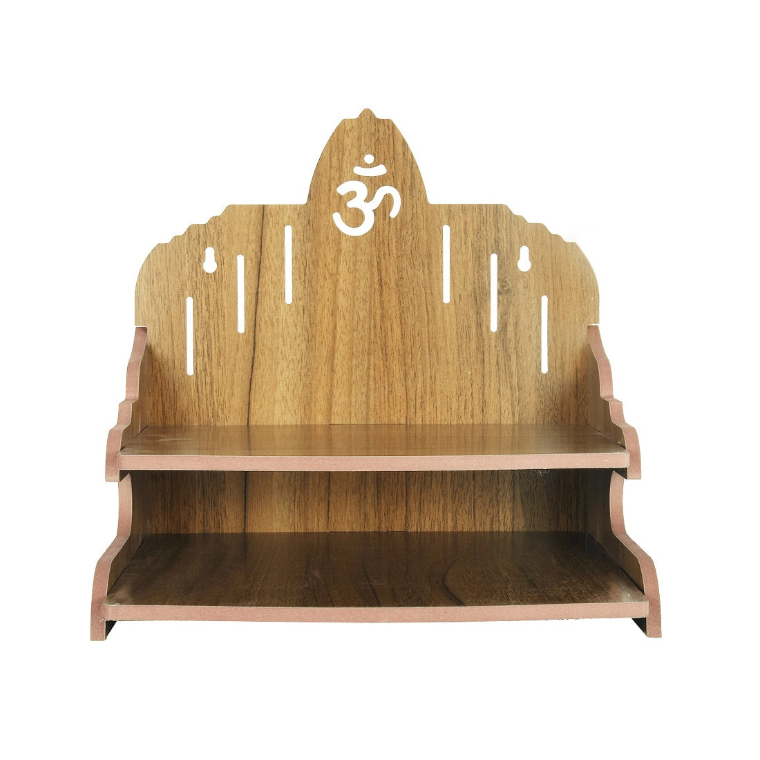 Home Wall Mounted Home Temple with Double Shelf for Storage and God Idols Decoration for Living Room