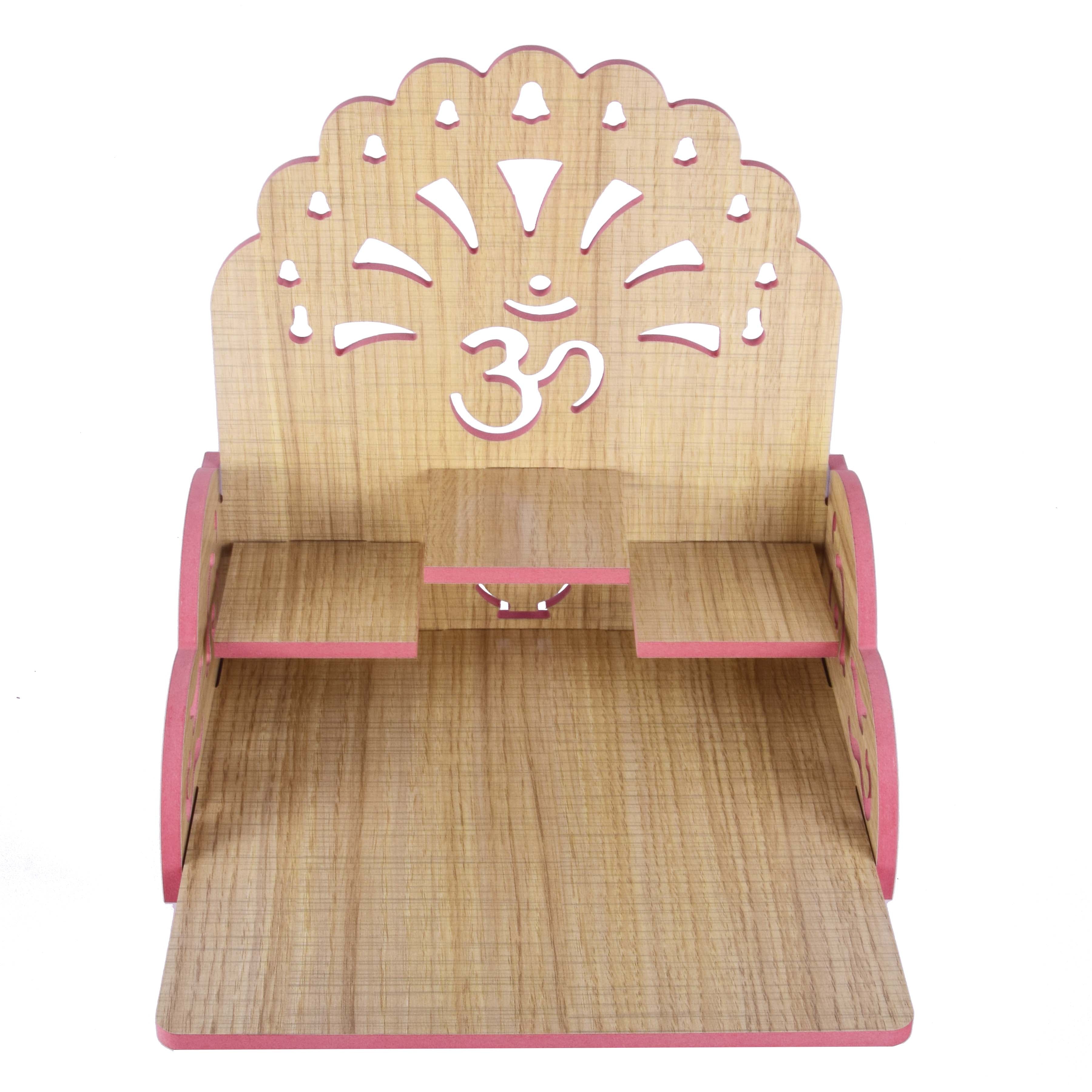 Wooden Temple Beautiful Plywood Pooja mandir Room Home Decor Office OR Home Temple(Red, Small) (Pack of 1)