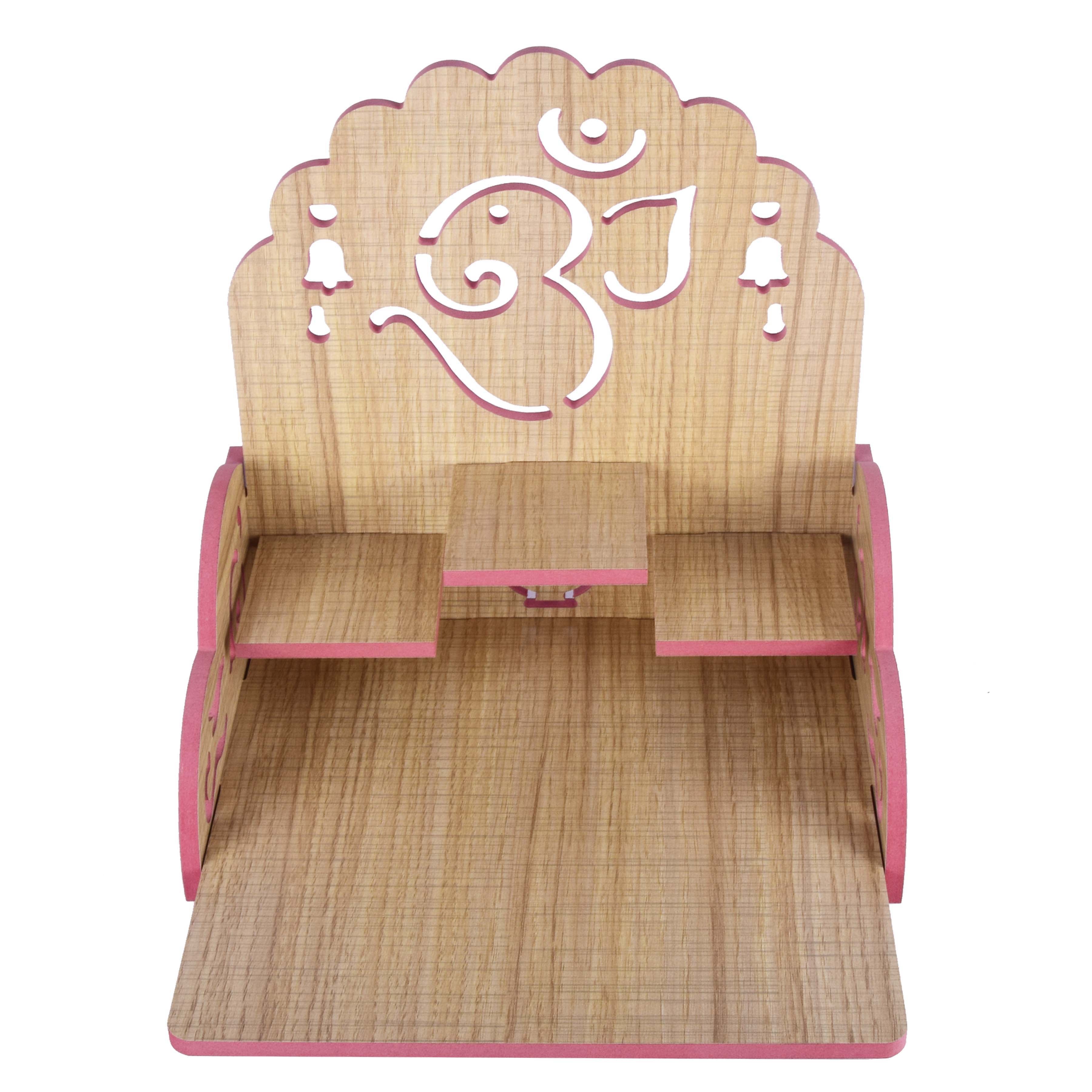 Wooden Temple Beautiful Plywood Pooja mandir Room Home Decor Office OR Home Temple(Red, Small) (Pack of 1)