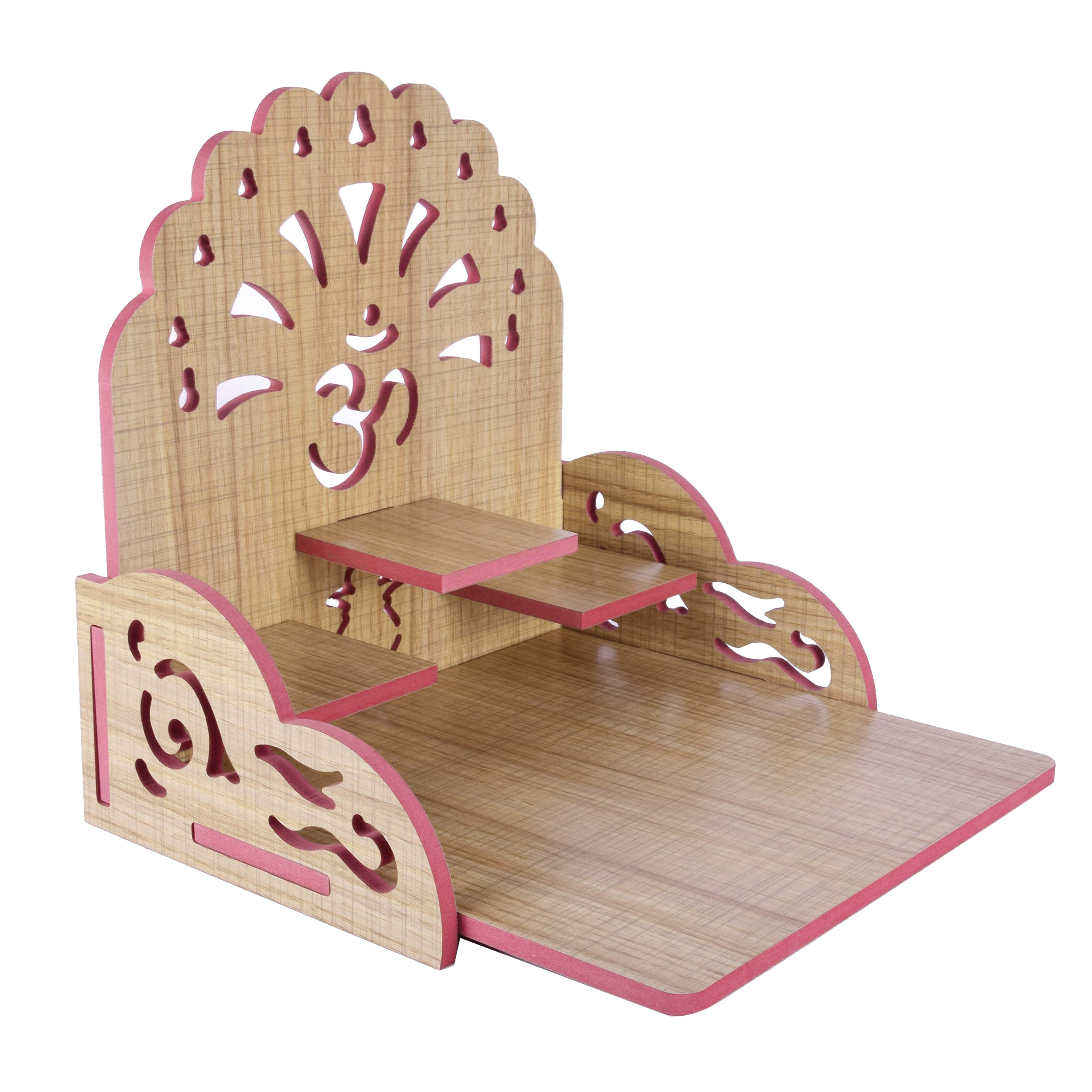 Wooden Temple Beautiful Plywood Pooja mandir Room Home Decor Office OR Home Temple(Red, Small) (Pack of 1)