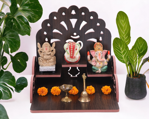 wooden Handmade Beautiful Wooden Temple Wall Hanging and Table Top Home Temple