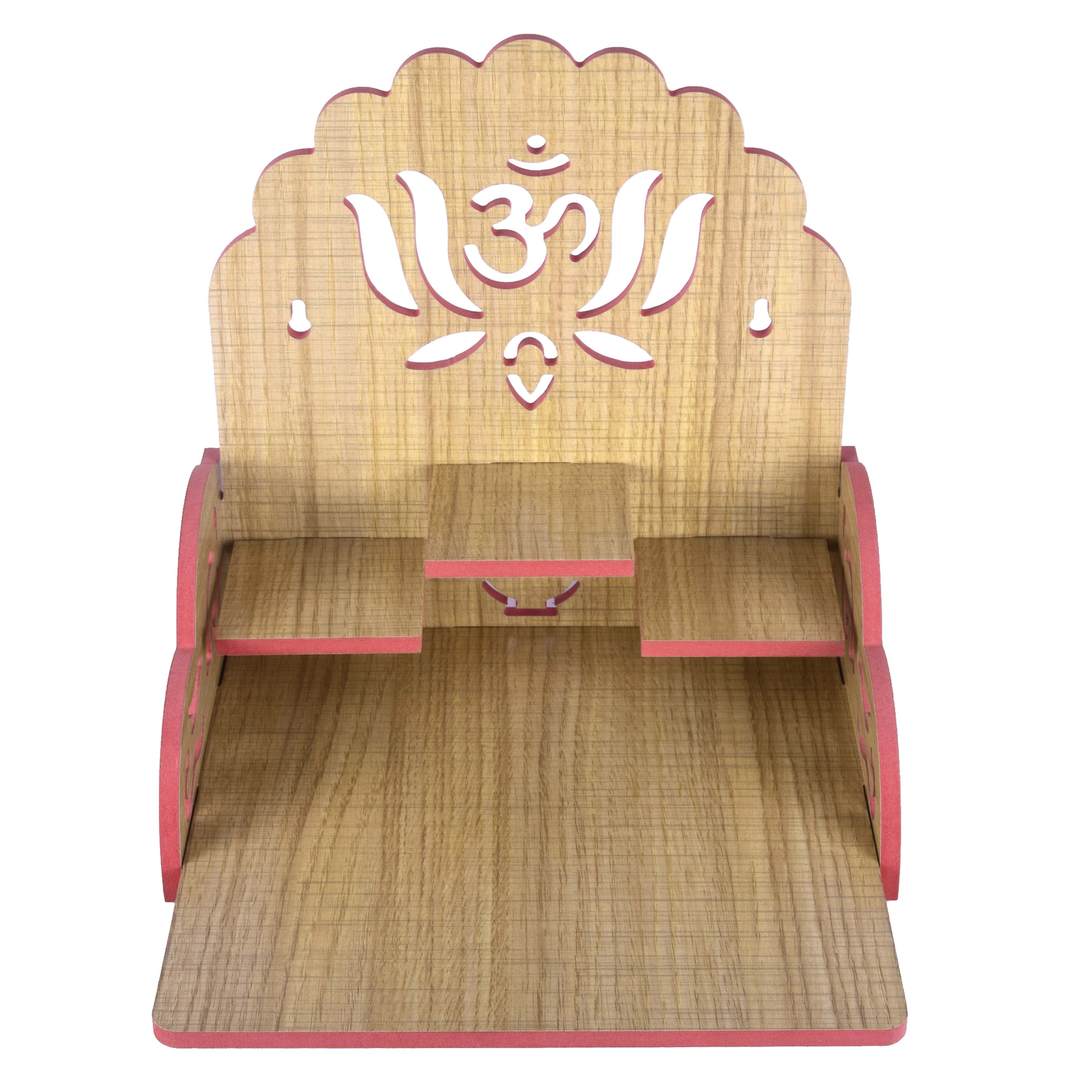 Wooden Temple Beautiful Plywood Pooja mandir Room Home Decor Office OR Home Temple(Red, Small) (Pack of 1)