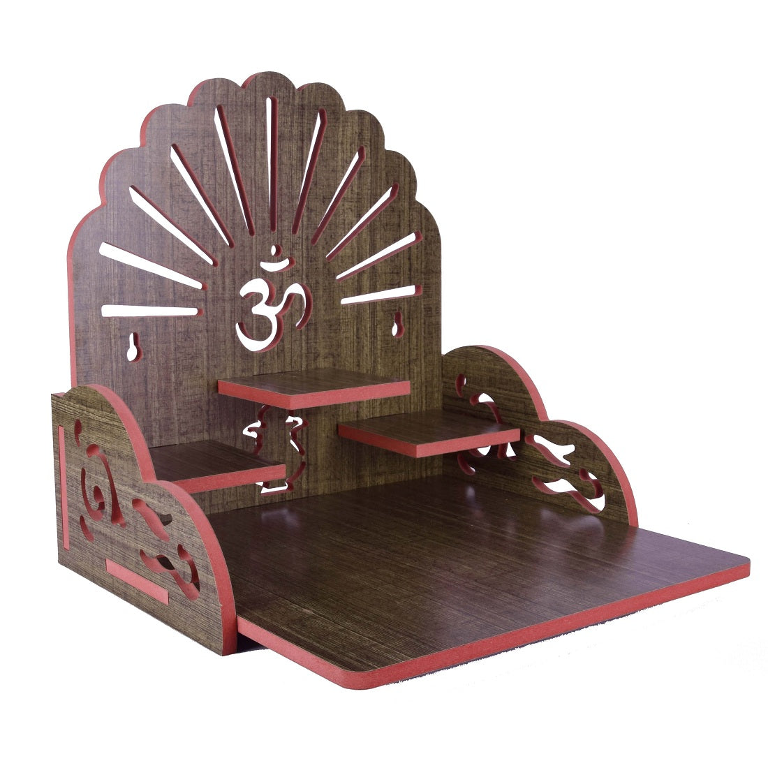 Wooden Temple Beautiful Plywood Pooja mandir Room Home Decor Office OR Home Temple(Red, Small) (Pack of 1)