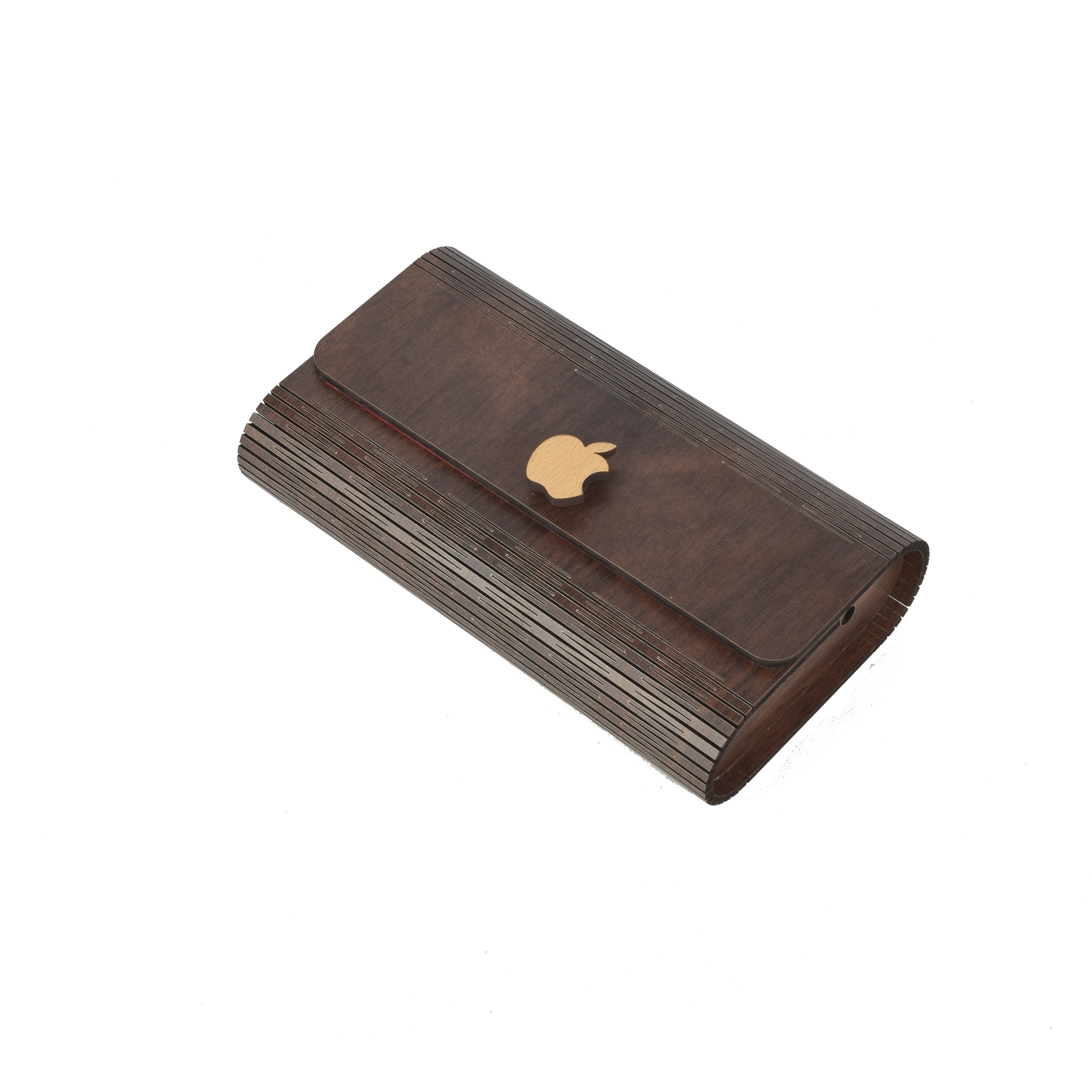 Women's Round Shape Decorative Lesser Cutting Wooden Purse