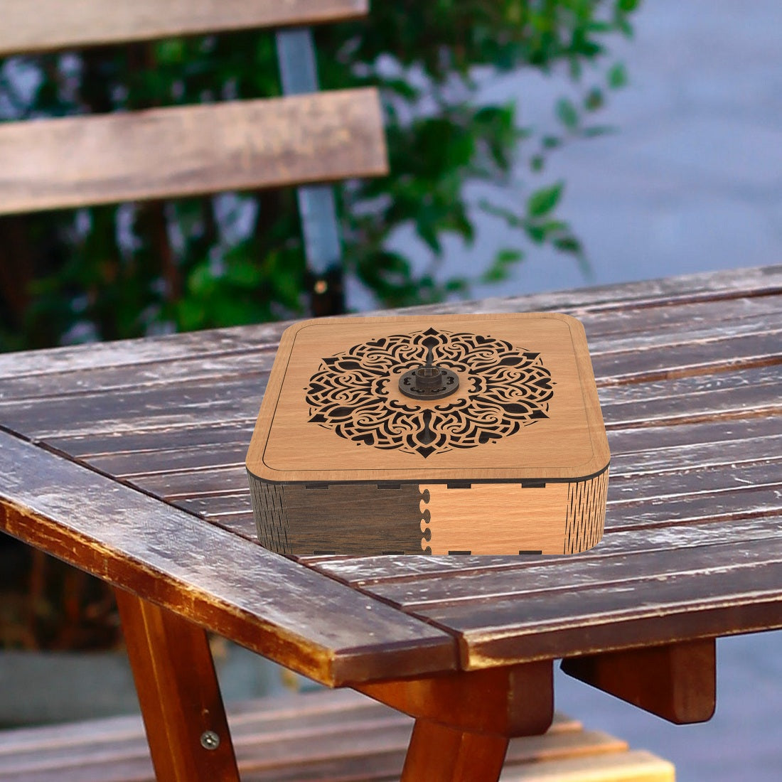 Wood Dry Fruit Box Handmade & Handcrafted Wooden Large Size Round design Dry Fruit Box for Gift, Food Storage, Spice Box, Storage Box, Masala Box Set