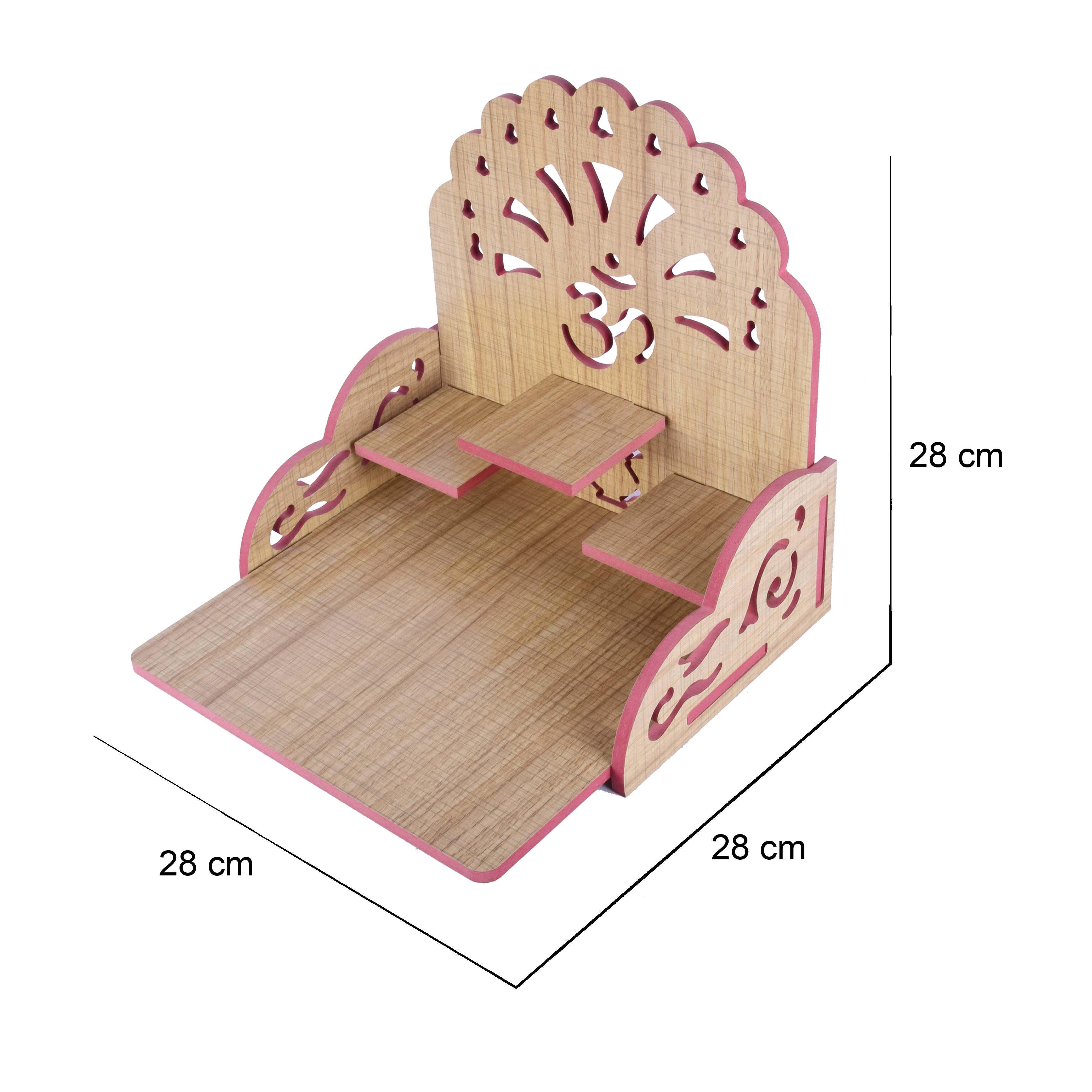 Wooden Temple Beautiful Plywood Pooja mandir Room Home Decor Office OR Home Temple(Red, Small) (Pack of 1)