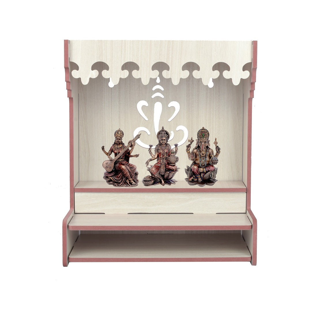 Beautiful Wooden Pooja Stand For Home, Temple For Home And Office/ Puja Mandir For Home And Office Wall With Led Light