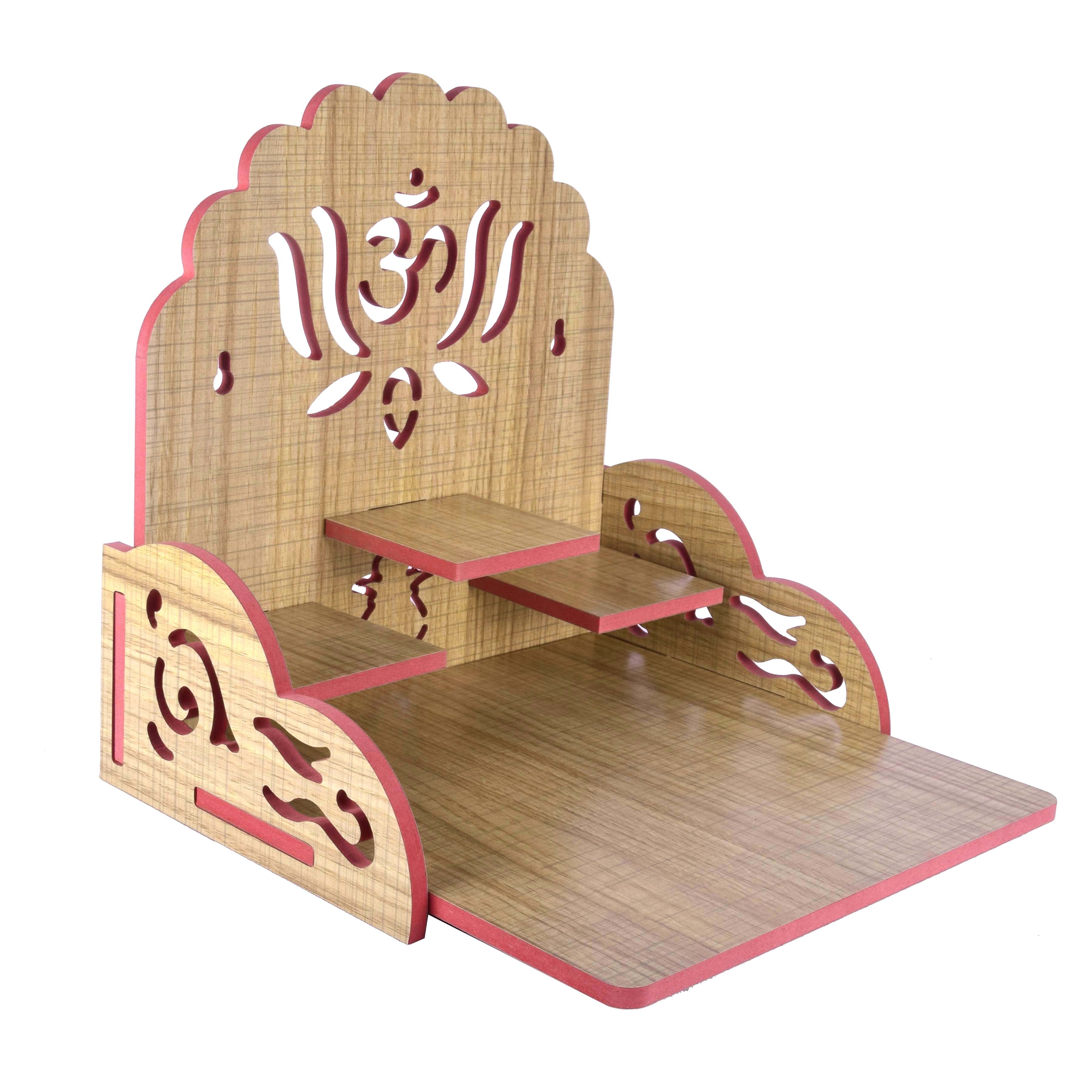 Wooden Temple Beautiful Plywood Pooja mandir Room Home Decor Office OR Home Temple(Red, Small) (Pack of 1)