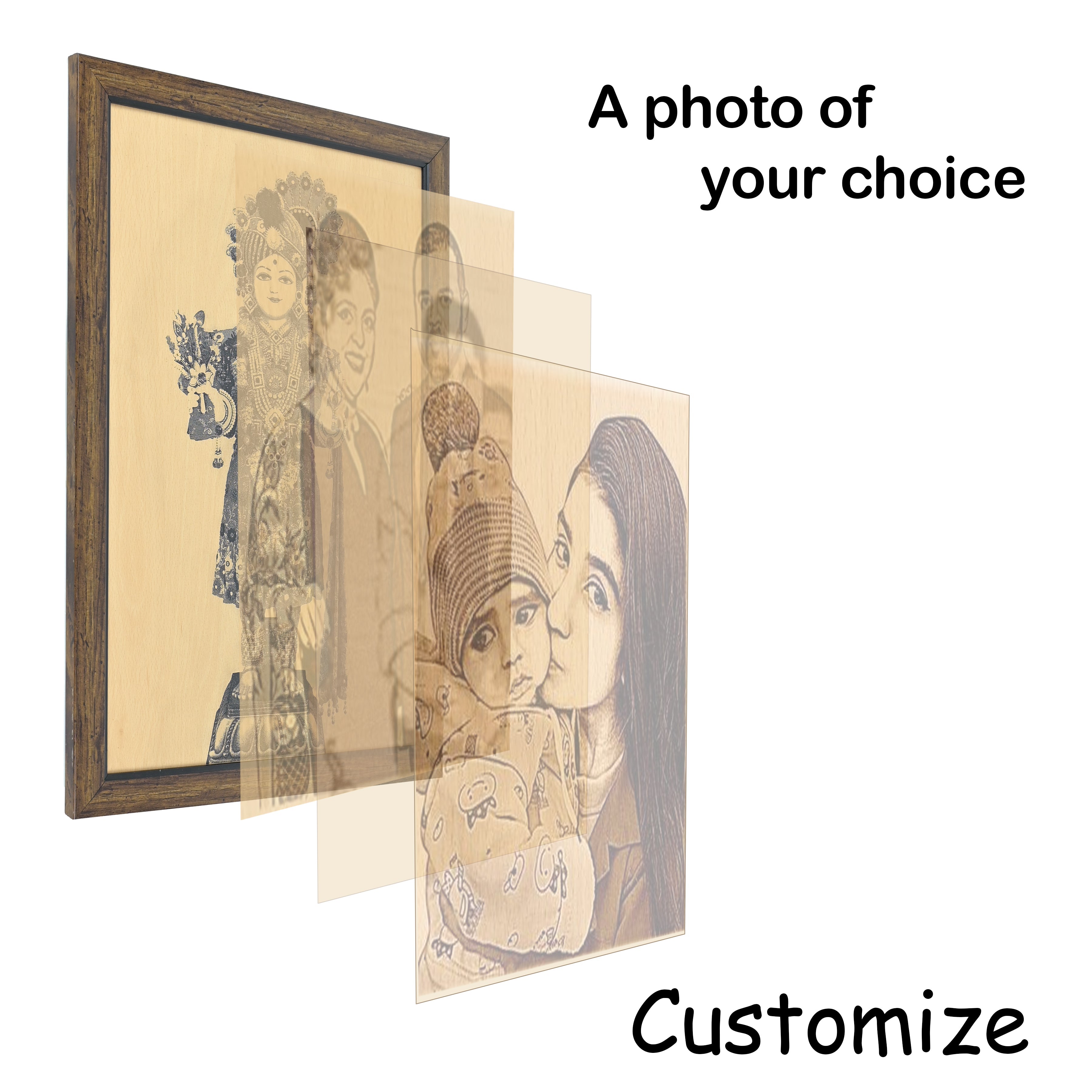 Wooden Engraving Photo Frame Ghanshyam Maharaj ( Customized Photo Frame ) 51cm x 35 cm