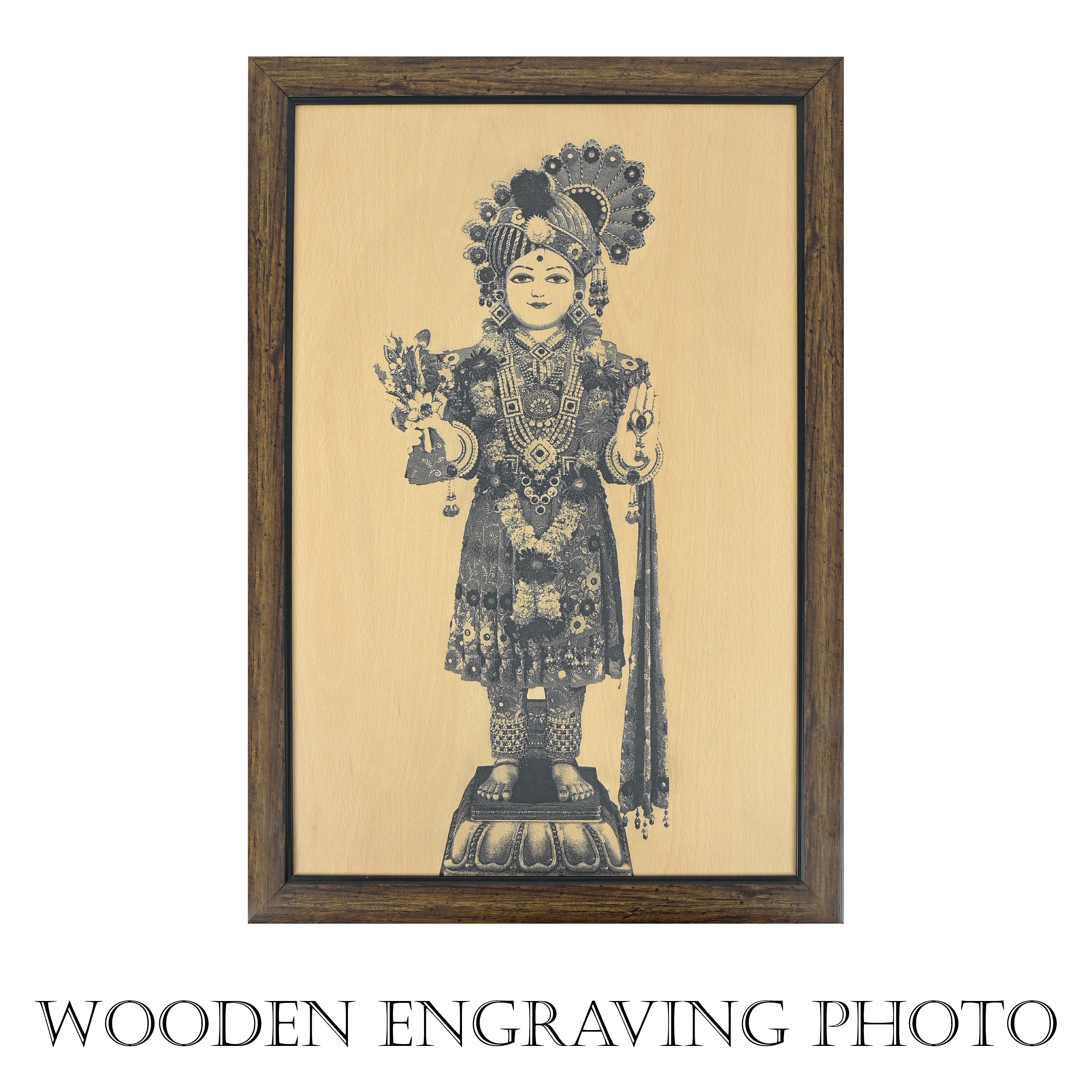 Wooden Engraving Photo Frame Ghanshyam Maharaj ( Customized Photo Frame ) 51cm x 35 cm