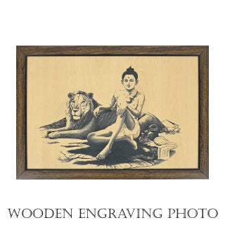 Wooden Ghanshyam Maharaj Engraving Photo Frame ( Customized & Corporate Gift Product )35cm x 51cm