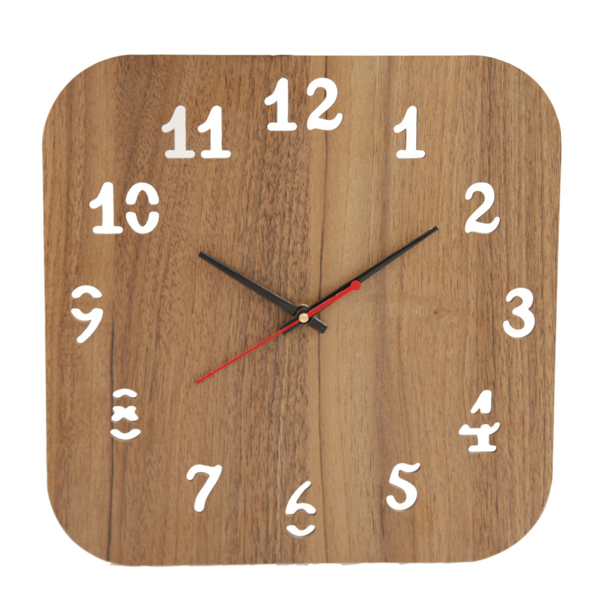 Wooden Attractive Square Shape Silent Wall Clock with Classic Numerals