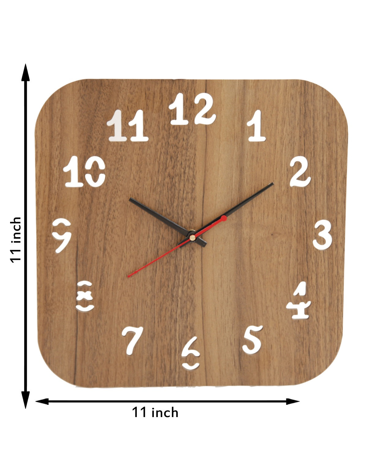 Wooden Attractive Square Shape Silent Wall Clock with Classic Numerals