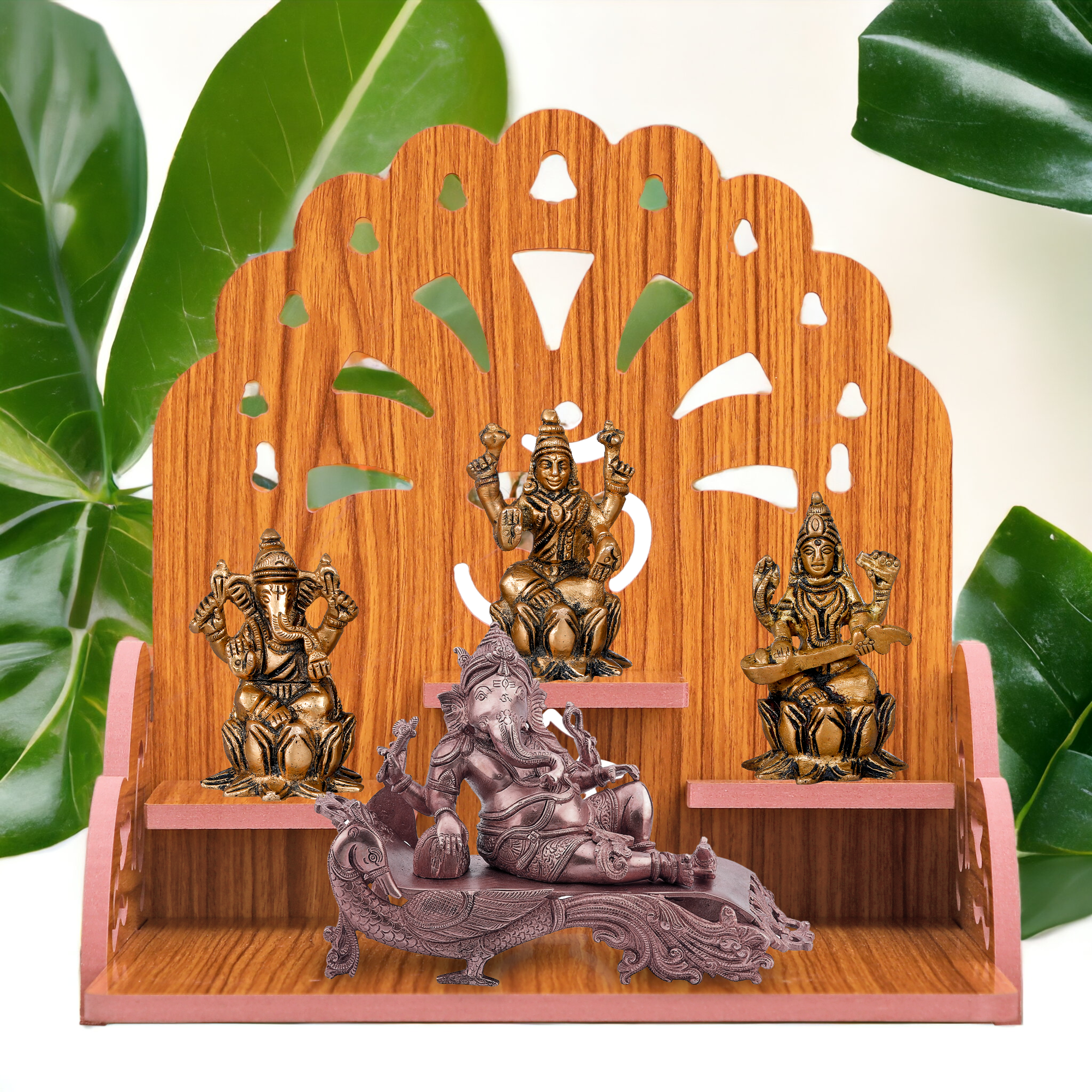 wooden Handmade Beautiful Wooden Temple Wall Hanging and Table Top Home Temple