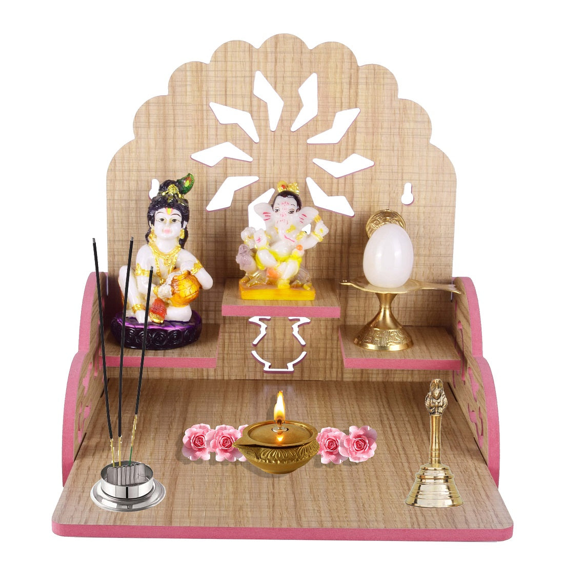 Handmade Beautiful Wooden Temple, Wall Hanging and Table Top Home Mandir Temple