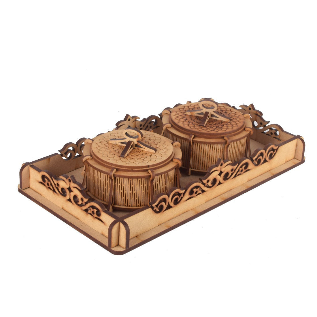 Decorative Box Wooden Jars Mukhwas Container Multipurpose Mukhwas Tray Set Refreshment Serveware Supari Saunf and Masala Box Container Set of 2