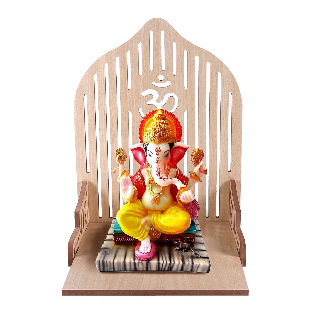 Wooden Beautiful Om Design Small Temple ( 13 x 11 x 10.5 In )