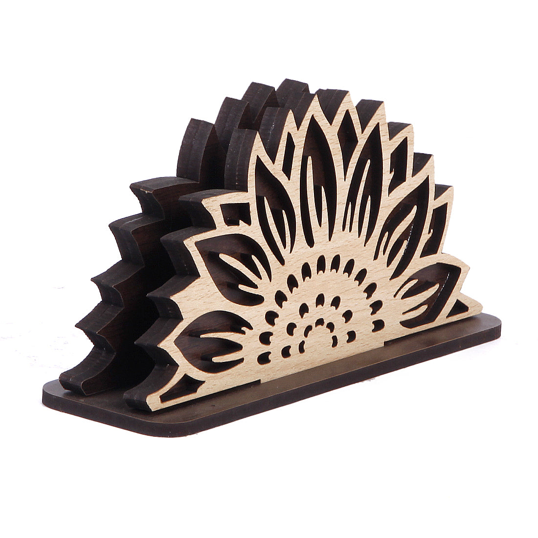 Decorative and Attractive Wooden Tissue Holder Stand for Home, Kitchen Dining Table, Restaurant and Cafeteria with Steel Rivets