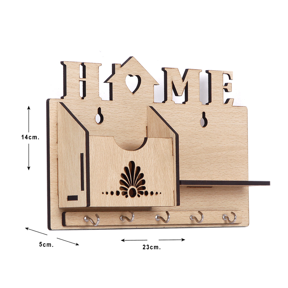 Wooden Home Design Key Holder (14cm x 23cm x 5cm)