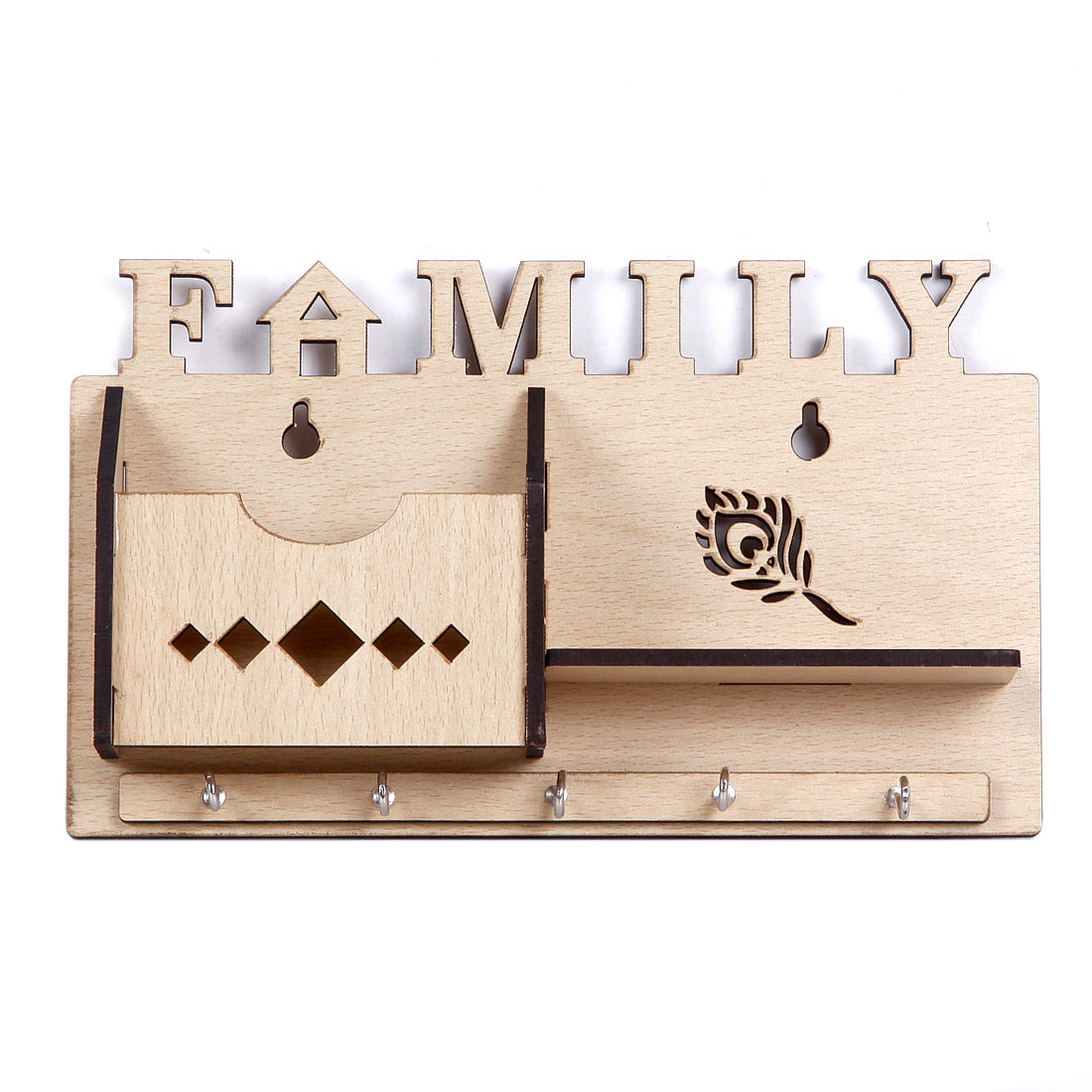 Family one Box and Key Holder Stand Wooden for Home Wall, Office, Hall, Living Room, Bedroom Stylish Designer