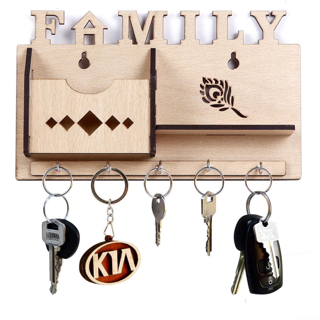 Family one Box and Key Holder Stand Wooden for Home Wall, Office, Hall, Living Room, Bedroom Stylish Designer