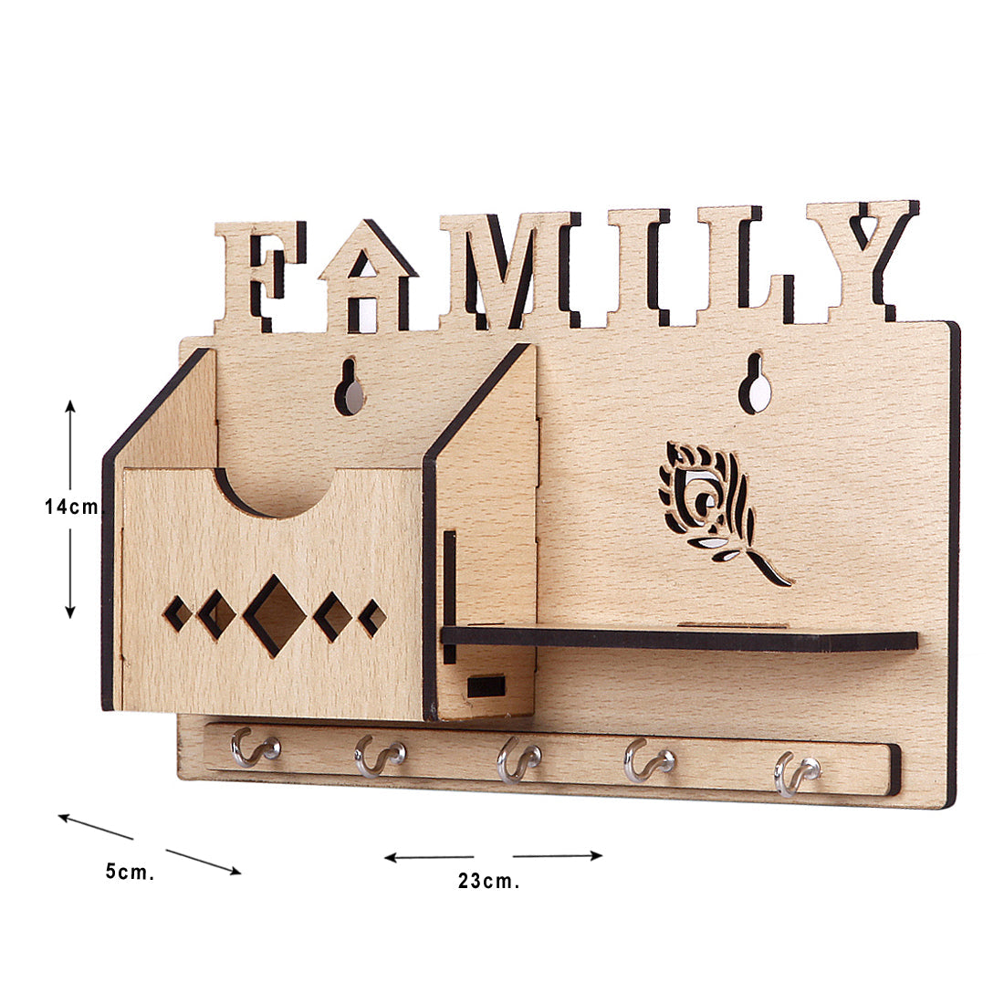 Family one Box and Key Holder Stand Wooden for Home Wall, Office, Hall, Living Room, Bedroom Stylish Designer