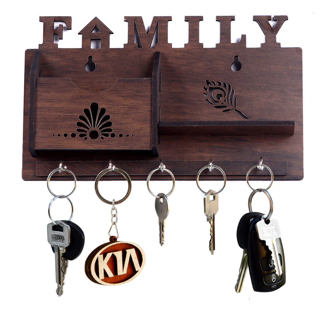 Family one Box and Key Holder Stand Wooden for Home Wall, Office, Hall, Living Room, Bedroom Stylish Designer