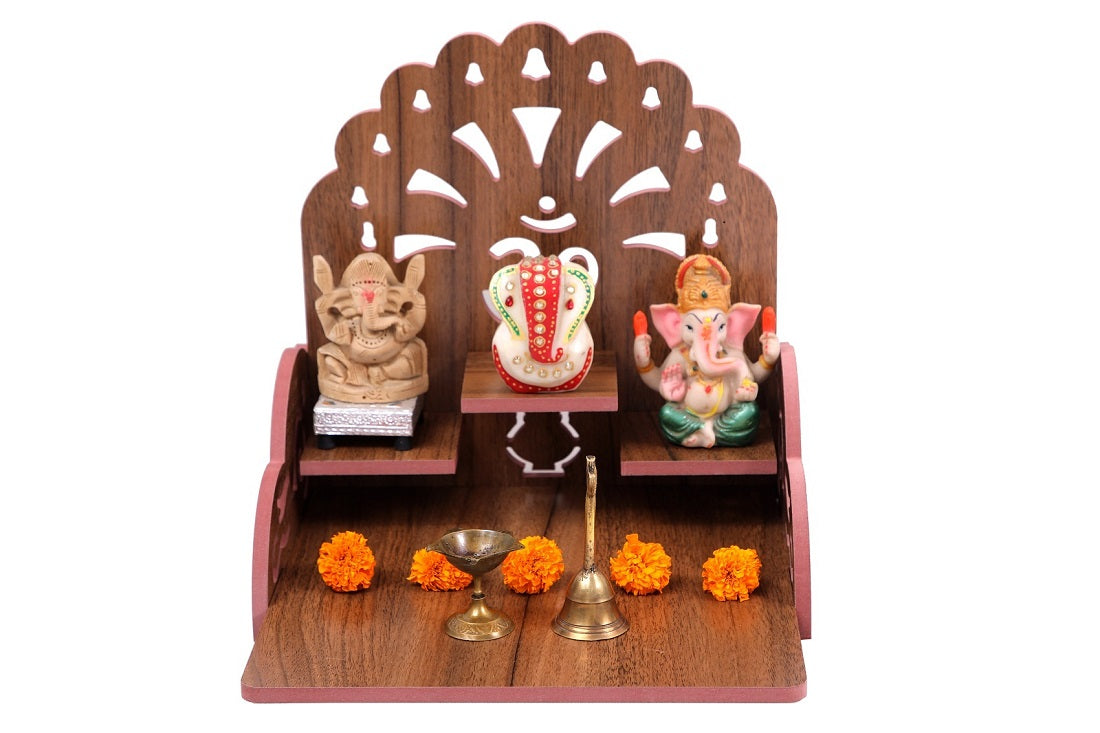 wooden Handmade Beautiful Wooden Temple Wall Hanging and Table Top Home Temple