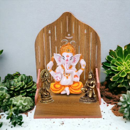 Wooden Attractive Design Om Temple ( 13 x 10 x 10 In )