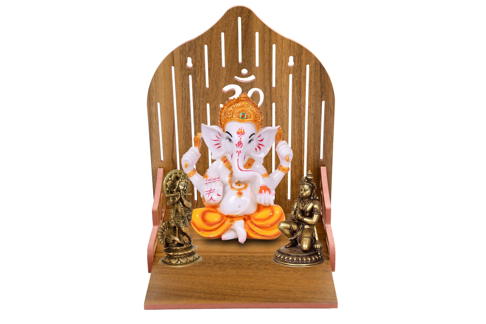 Wooden Attractive Design Om Temple ( 13 x 10 x 10 In )