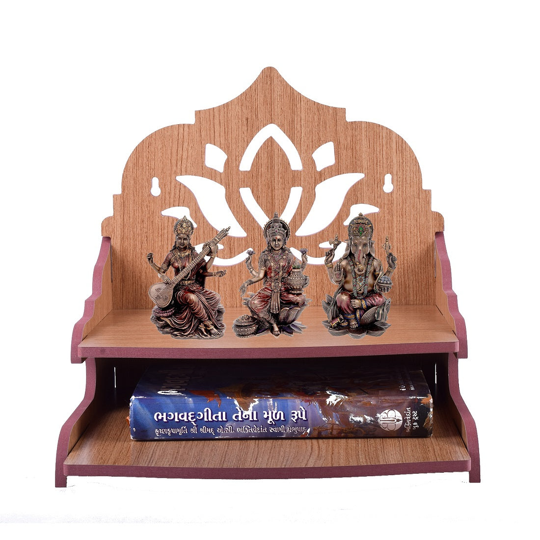 Home Temple with Double Shelf for Storage and God Idols Decoration for Living Room