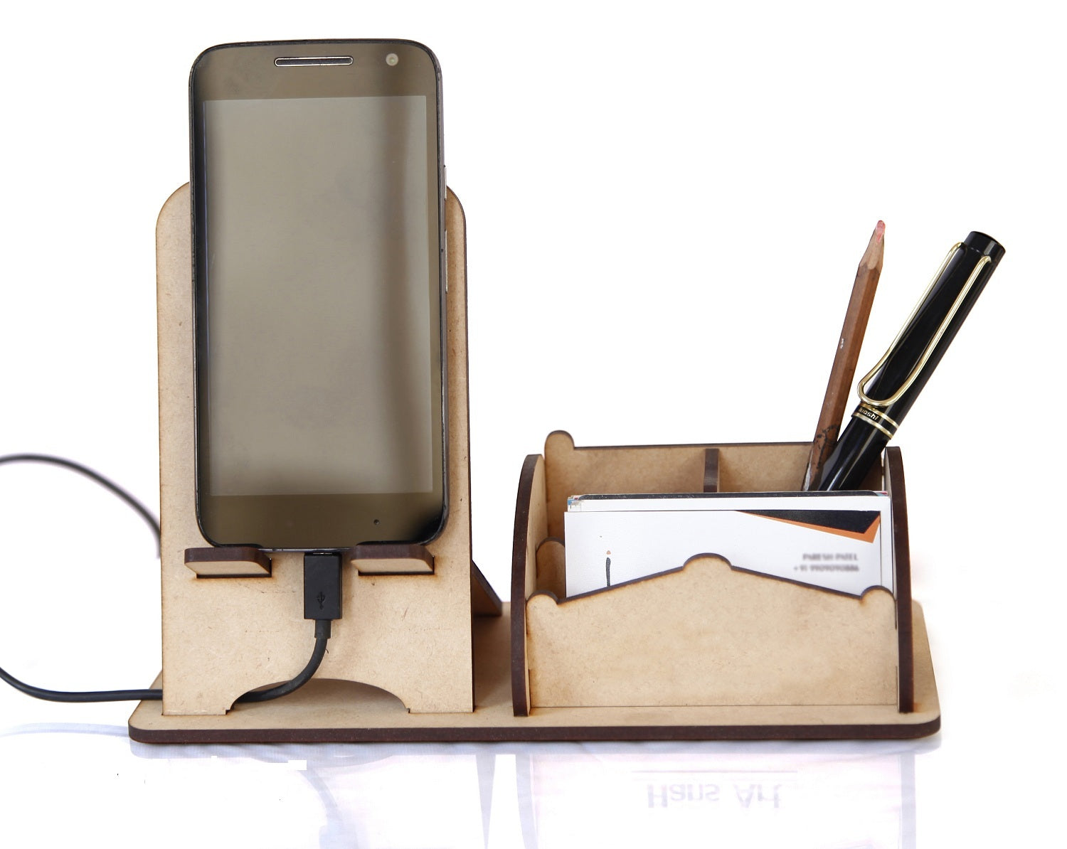 Wooden Penstand Mobile holder With Card holder