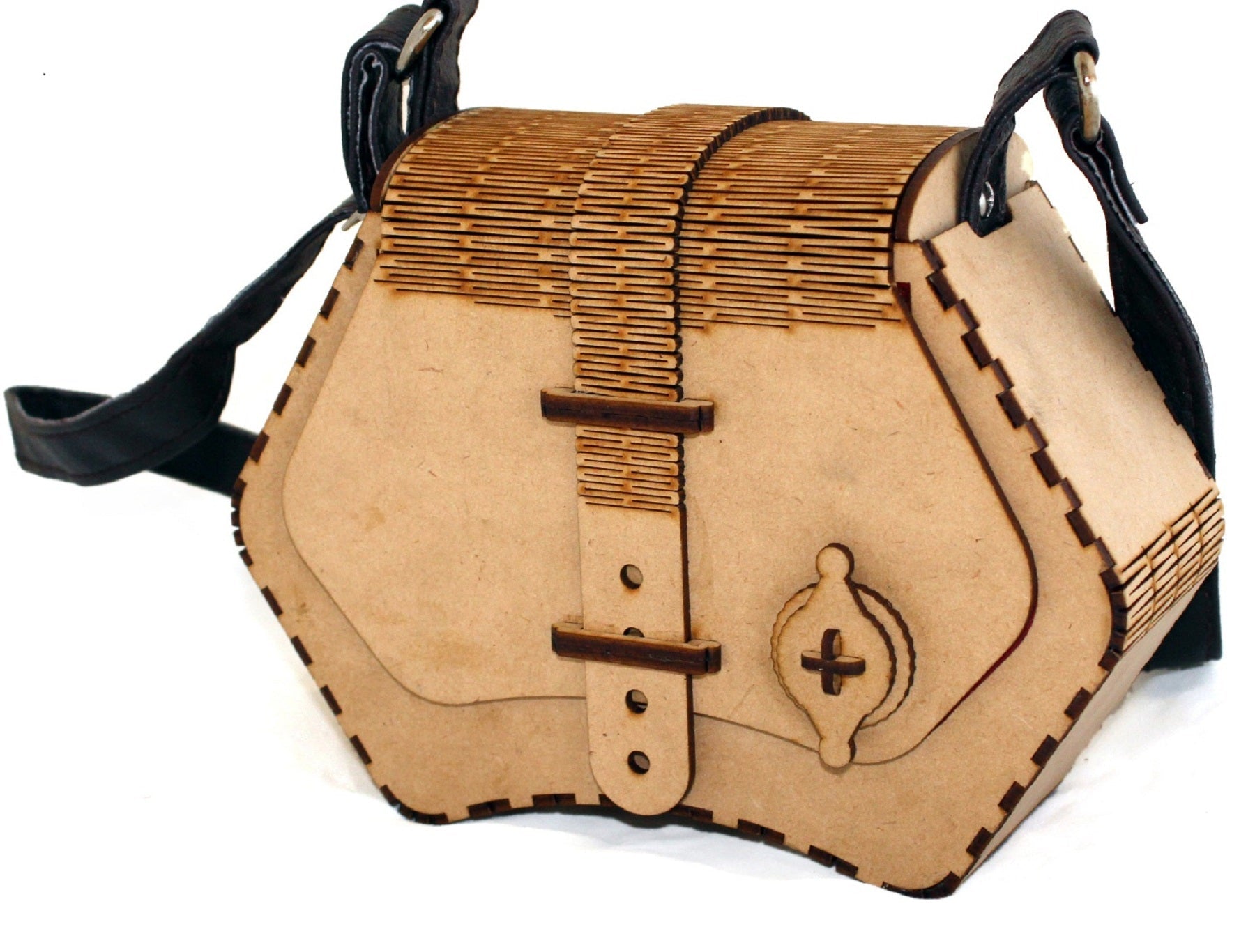 Wooden Royal Looking purse With Leather Belt